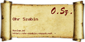 Ohr Szabin névjegykártya